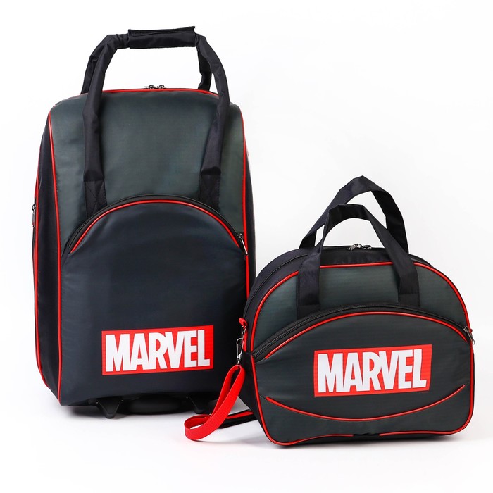 

Чемодан с сумкой MARVEL 52*21*34 см, отдел на молнии, н/карман, черный