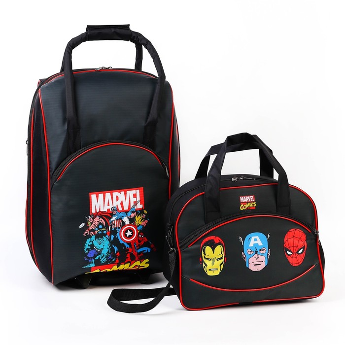 

Чемодан с сумкой MARVEL COMICS HEROES 52*21*34 см, отдел на молнии, н/карман, черный
