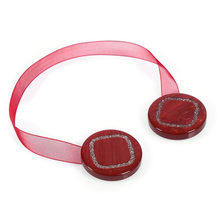 Подхват для штор на ленте "Ромб", d=4см, цвет серебристо-бордовый