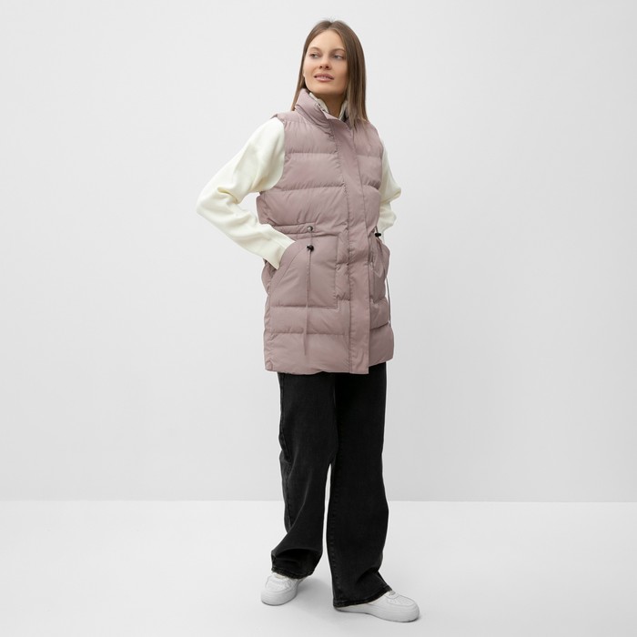 фото Жилет утеплённый женский, цвет бежевый, размер 44