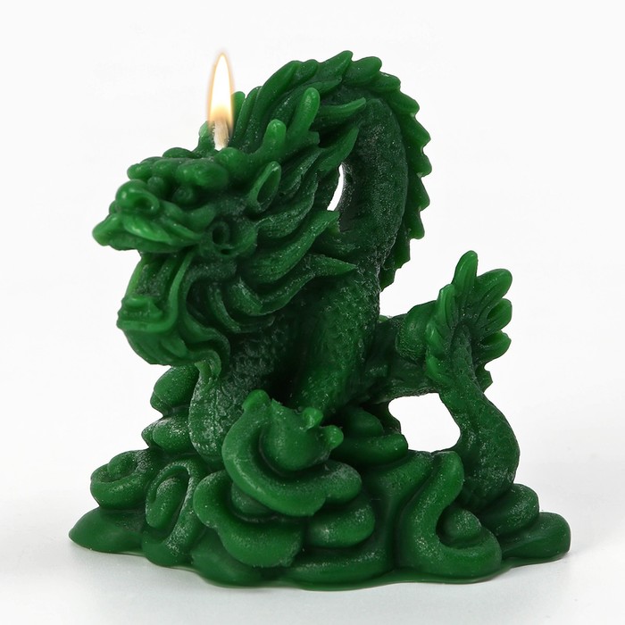 цена Свеча интерьерная фигурная «Дракон», зелёная, без аромата