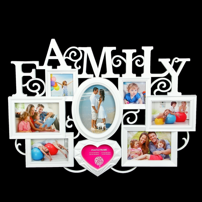 Фоторамка "Семейная", белая, на 8 фото 10х10 см, 10х15 см, 13х18 см, 15х20 см