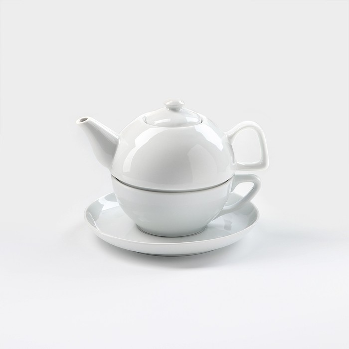 Набор фарфоровый для чая «Бельё», 3 предмета: чайник 470 мл, чашка 300 мл, блюдце набор для чая 3 предмета лучший папа позолочение карт коробка