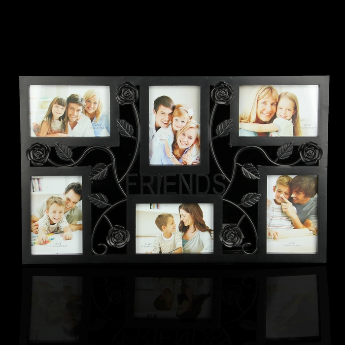 Фоторамка на 6 фото 10х15 см "Розочки" чёрная