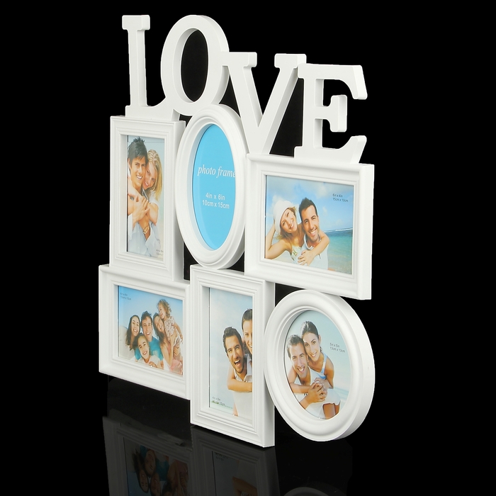 Фоторамка на 6 фото 10х15 см, 13х13 см "Любовь" белая