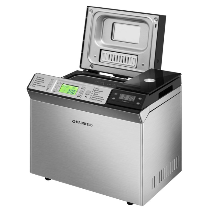 

Хлебопечь MAUNFELD MBM-900DSS, 615 Вт, 13 программ, 900 г, нержавеющая сталь