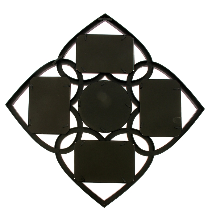 Фоторамка на 4 фото 10х15 см "Сплетённые сердца" чёрная с зеркалом