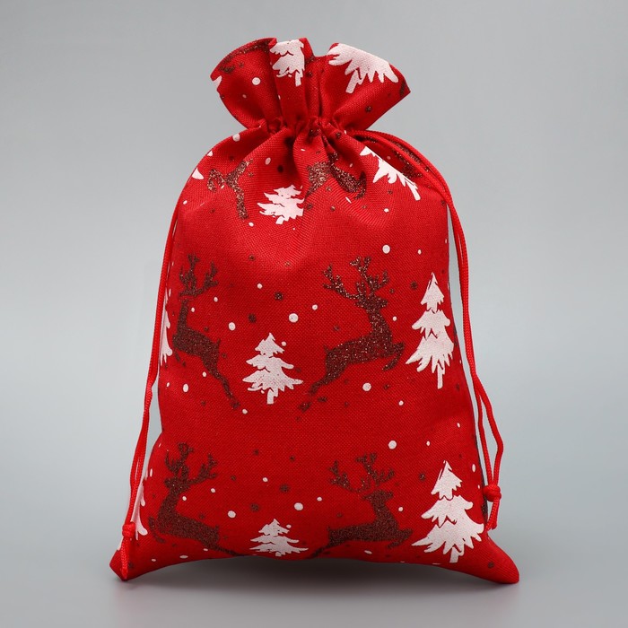 Мешочек подарочный «Новогодний мешочек», олени, 16 × 24 см +/- 1.5 см