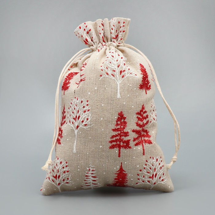 Мешочек подарочный «Новогодний лес», холща, 16 × 24 см +/- 1.5 см мешочек сумка новогодний подарочный кролик славочка