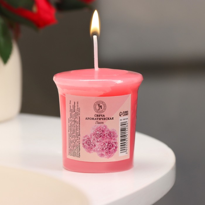 Свеча ароматическая Peony, пион, 5х4,5 см ароматическая свеча gipfel japanese peony 42904