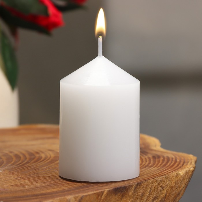 Свеча интерьерная Столбик, белая, 4х6 см свеча интерьерная витая белая