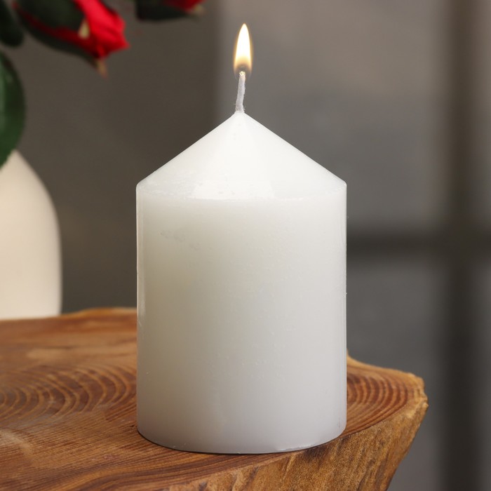Свеча интерьерная Столбик, белая, 6х9 см свеча интерьерная витая белая