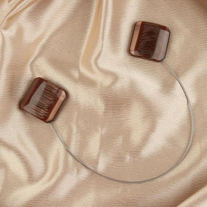 Подхват для штор на тросике "Квадрат перламутровый", кофейный