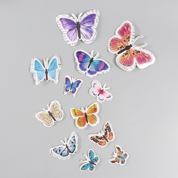 Бабочки картон двойные крылья Газетные набор 12 шт h=4-10 см магнит пластик бабочки двойные крылья блеск шампань набор 12 шт