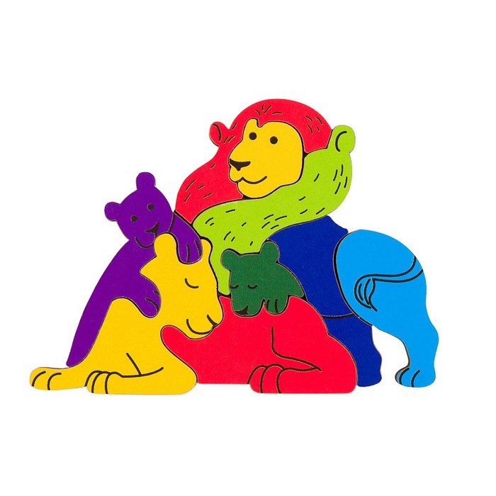 

Мозаика Puzzle 2 в 1, из дерева «Слоны и львы»