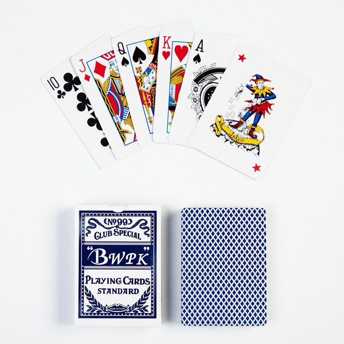 Карты игральные бумажные Bwpk, 55 шт, 260 г/м2, синие, 6.3 х 8.8 см карты игральные бумажные wild king 55 шт 280 г м2 синие 6 3 х 8 8 см