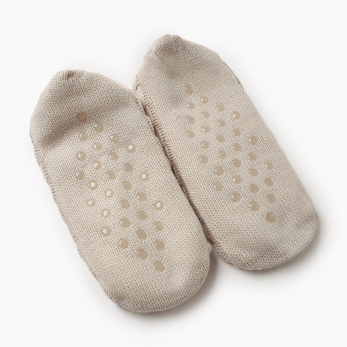 Носки женские укороченные с мехом с нескользящей подошвой, цвет светло-серый, размер36-40
