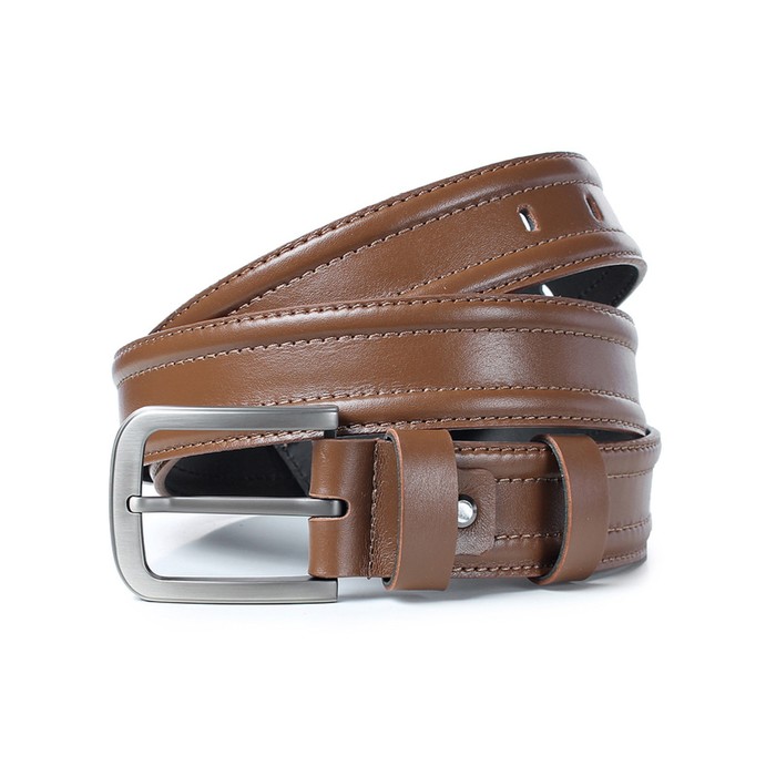 фото Ремень поясной мужской натуральная кожа 40721 рыжий 150х3,8х0,3 см galanteya