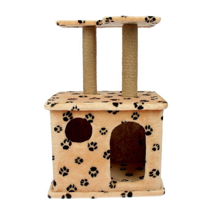 Домик-когтеточка "Квадратный с фигурной полкой", 45 х 35 х 70 см, микс цветов