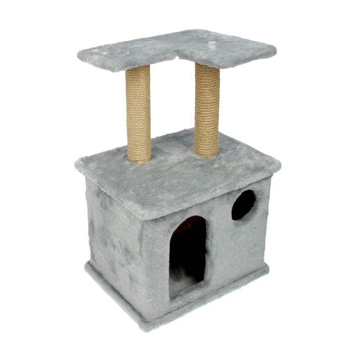 Домик-когтеточка "Квадратный с фигурной полкой", 45 х 35 х 70 см, микс цветов