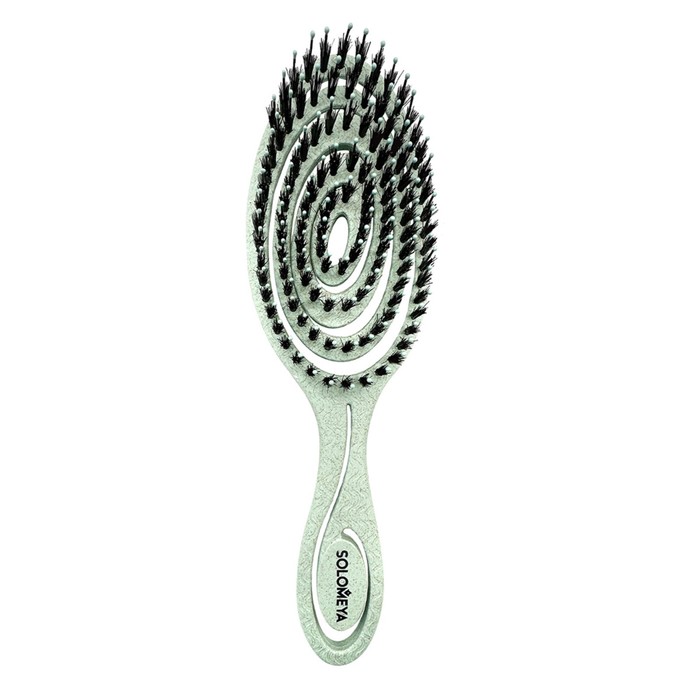 Био-расчёска для волос Solomeya, подвижная, c натуральной щетиной, зелёная solomeya подвижная био расческа для волос c натуральной щетиной зеленая