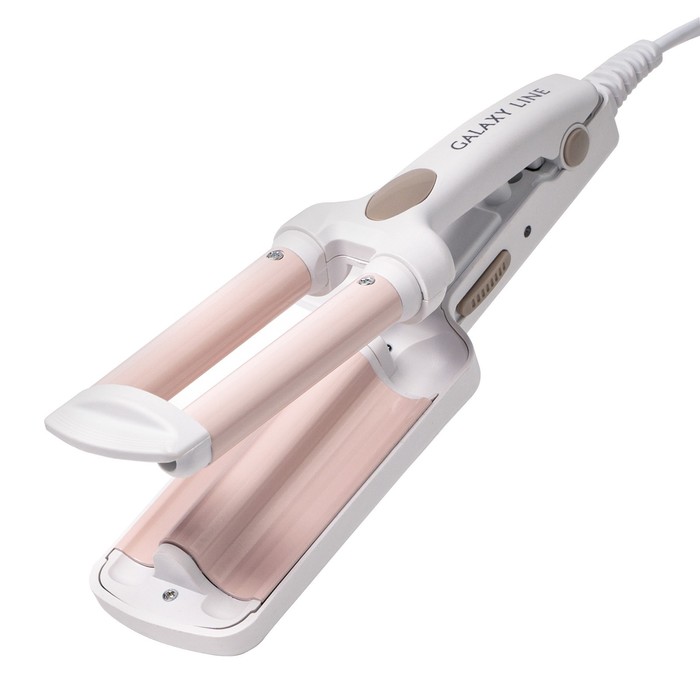 

Стайлер Galaxy LINE GL 4667, 40 Вт, керамическое покрытие, d=10 мм, до 180 °C, бело-розовый
