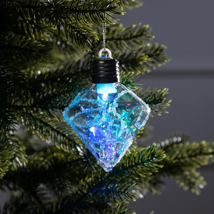 

Ёлочный шар «Морозный кристалл», батарейки, 1 LED, свечение тёплое белое