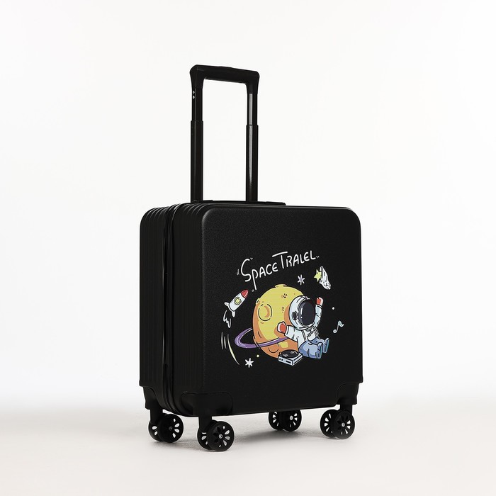 фото Чемодан малый 18", отдел на молнии, 4 колеса, цвет чёрный