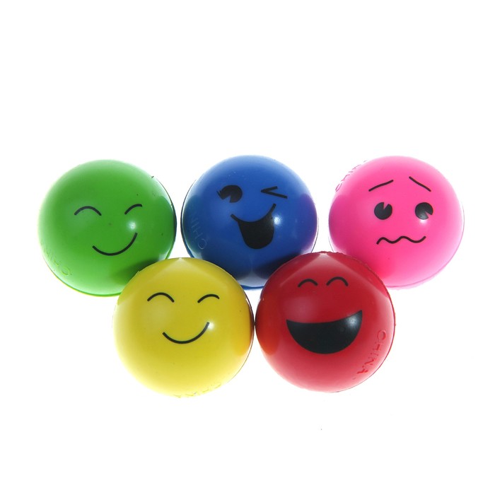 Мяч каучуковый "Рожицы", 3,2 см, цвета МИКС