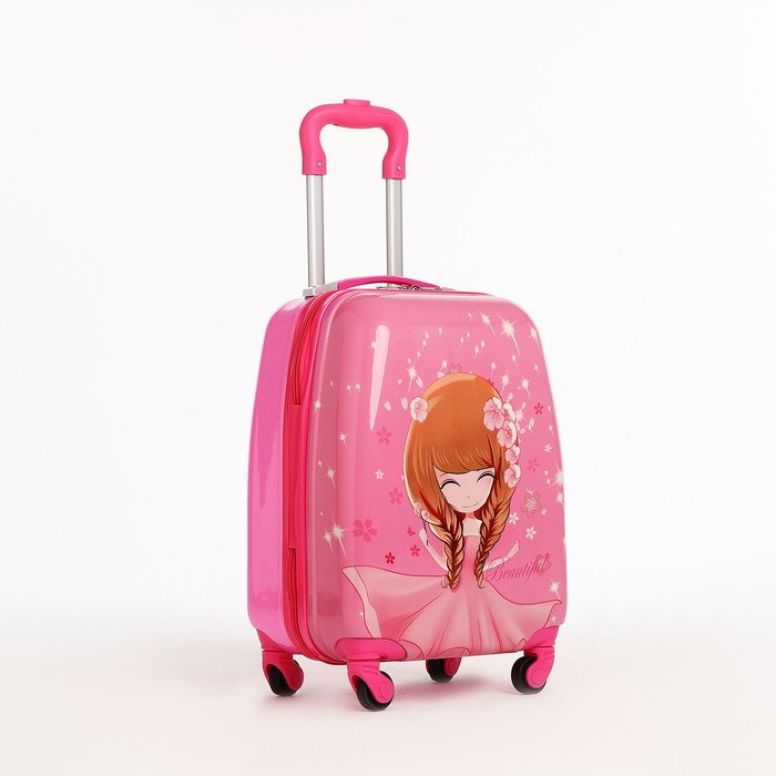 фото Чемодан малый 18", отдел на молнии, 4 колеса, цвет розовый