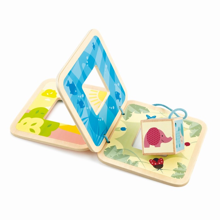 погремушка hape пастель яблоко для малышей Книжка-головоломка Hape «Пастель» для малышей, 2в1