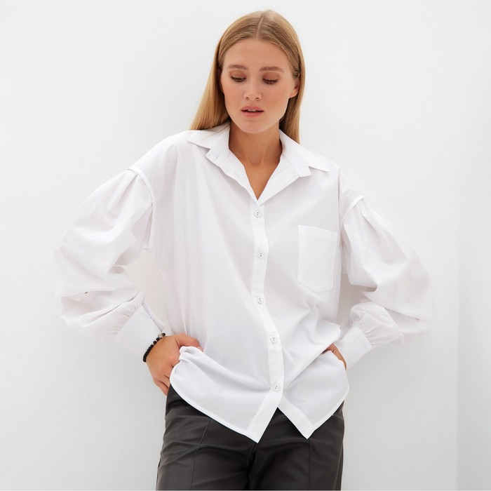 Блузка женская MINAKU: Casual collection цвет белый, р-р 52 блузка р 52 цвет белый