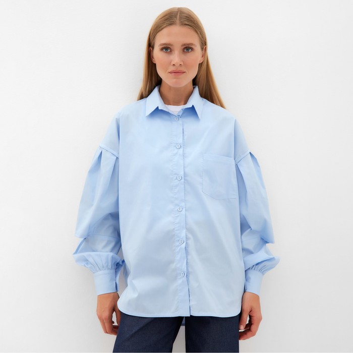 Блузка женская MINAKU: Casual collection цвет голубой, р-р 50