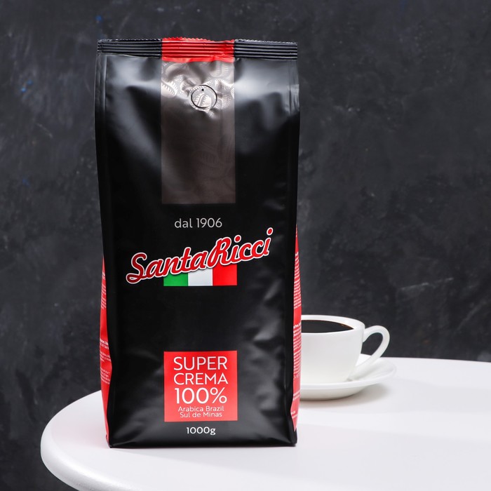 Кофе зерновой Santa Ricci Super Crema 100%, 1000 г кофе piazza del caffee crema vellutata 1000 г зерно