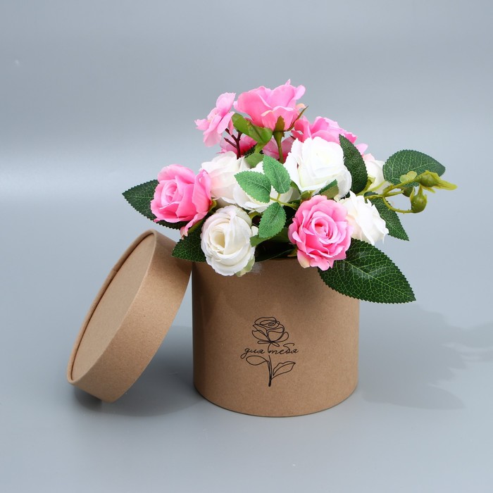 Коробка подарочная шляпная из крафта, упаковка, «Роза», 15 х 15 см шляпная коробка из крафта flowers 12 х 12 см