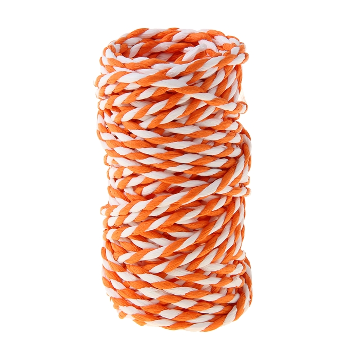 Шпагат декоративный, цвет оранжевый с белым