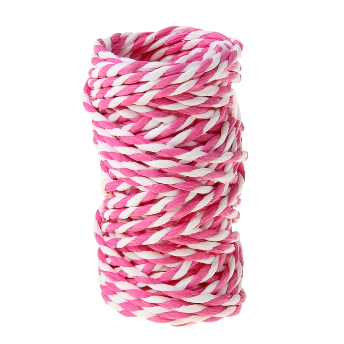 Шпагат декоративный, цвет ярко-розовый с белым