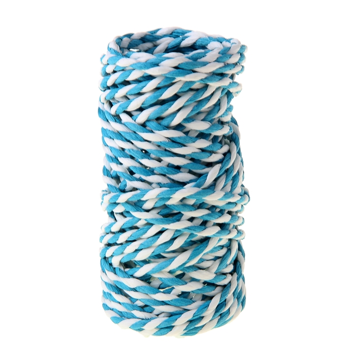 Шпагат декоративный, цвет бирюзовый с белым
