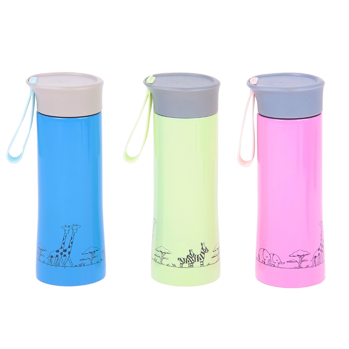 Термокружка «Яркая Африка», 350 мл, без ручки, с петлей в крышке, внутри металл, 7х19 см, микс