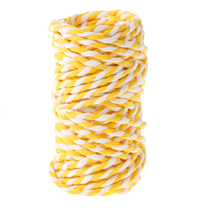 Шпагат декоративный, цвет ярко-жёлтый с белым