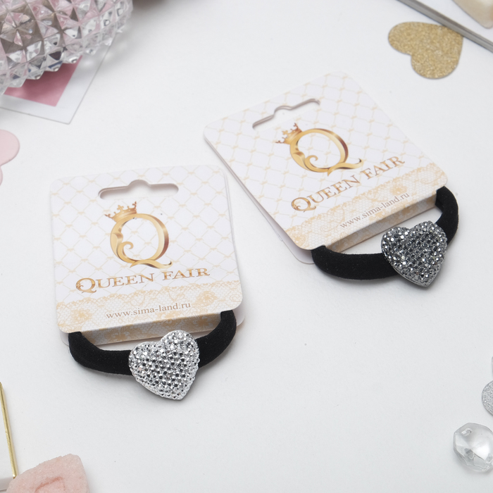 Резинка для волос "День и ночь" сердце, микс