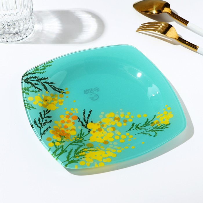 фото Тарелка квадратная «нежная мимоза», 20 см дорого внимание