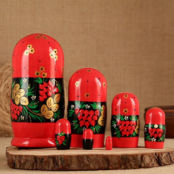 

Матрёшка «Рябинка», белый платок, 7 кукольная, 22 см