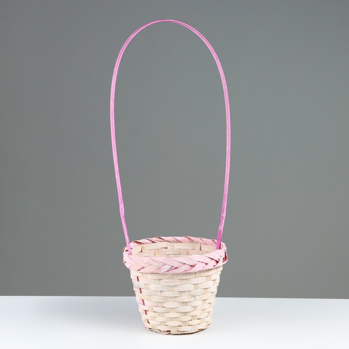 

Корзина плетеная (бамбук), 18 х 15 х 50 см, бело-розовая