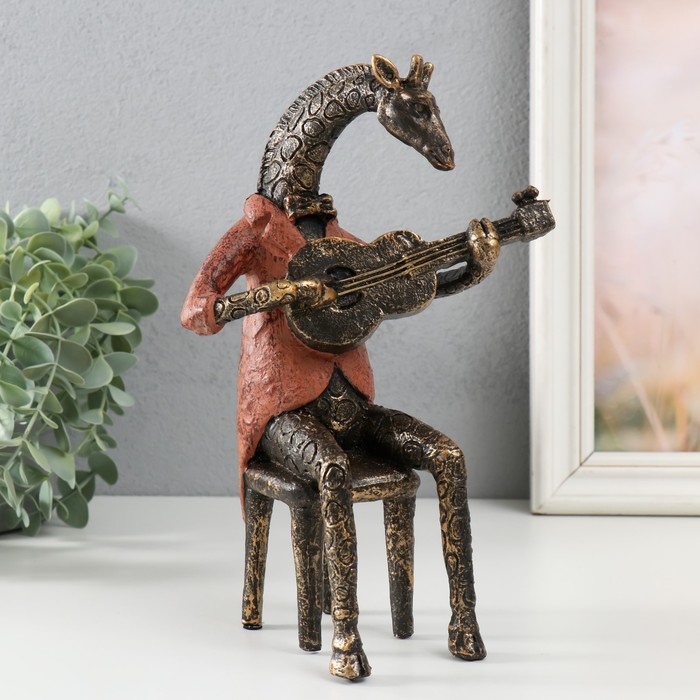 Сувенир полистоун Жираф с гитарой под металл 23,6х9,7х13,5 см