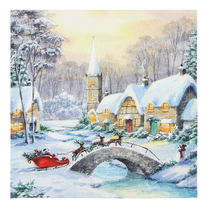 фото Набор новогодних салфеток этель «рождественский вечер», 40х40 см - 4 шт, хлопок, саржа