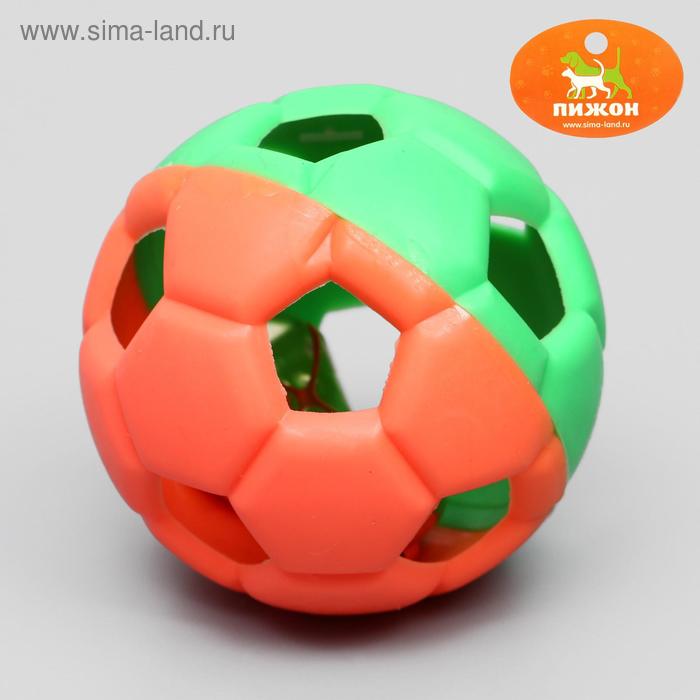 фото Игрушка резиновая "футбольный мяч" с бубенчиком, 6 см, микс цветов пижон