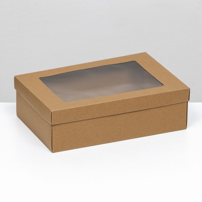 Коробка складная, крафт, с окном, 30 х 20 х 9 см коробка складная изумрудная с окном 30 х 20 х 9 см