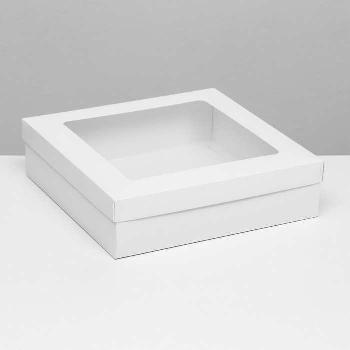 Коробка складная, крышка-дно, с окном, белая, 30 х 30 х 8 см коробка складная крышка дно с окном белая 10 х 10 х 5 см