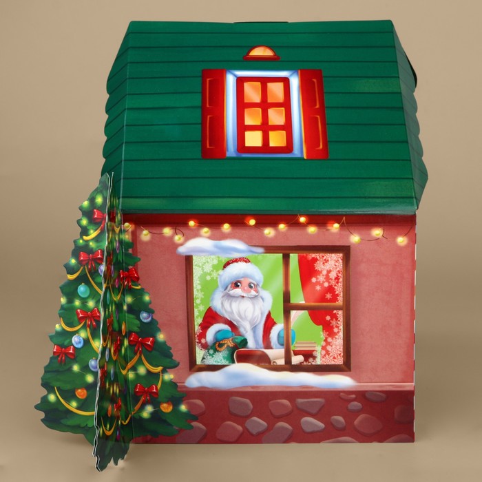 фото Открытка объёмная «новогодний домик», ёлка, 12 × 12 × 18 см дарите счастье